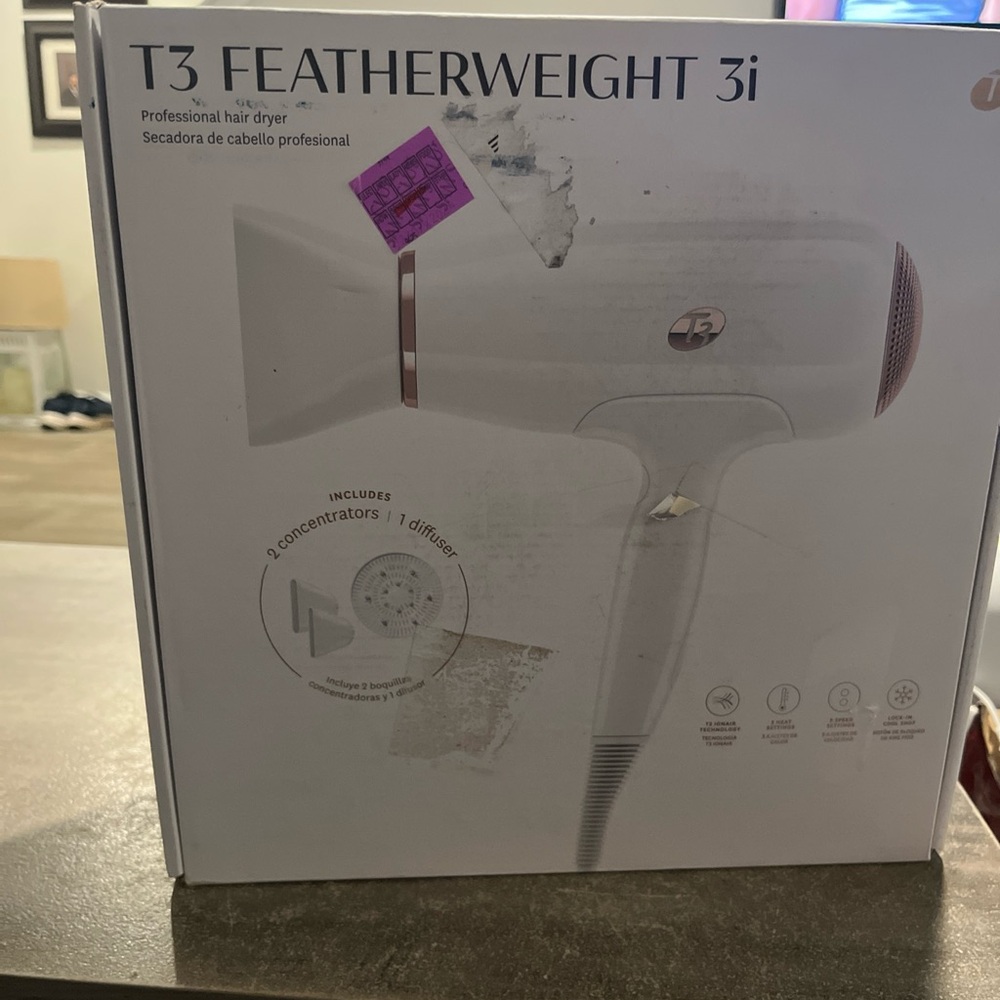 ION T3 SoftTouch Featherweight 3i Professional  Hair Dryer White 2 Speed 3 Heat